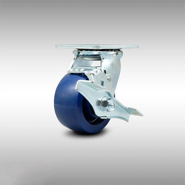 4 Inch Stainless Steel Solid Poly Swivel Caster with Ball Bearing and Brake SCC
